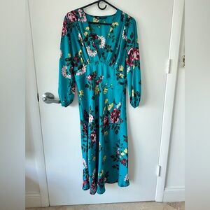 Zara Floral Teal Maxi Dress